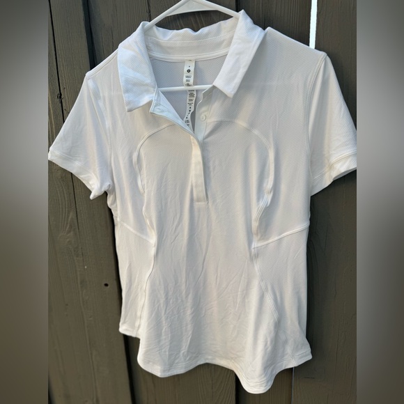 Lululemon Crisp White Athletic Performance Polo Top Women’s Size 8 - Picture 5 of 9